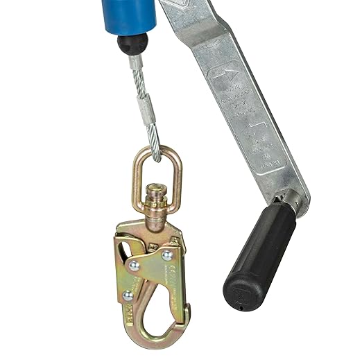 Peakworks Fall Protection Overhead Self Retracting Device w/Recovery (SRDR) - 130 ft Single Leg Cable w/Snap Hook - Certified ANSI Z359.14-2021 SRL-R Class 1 (Available in Multiple Lengths & Styles)