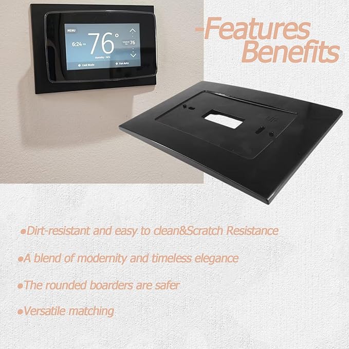 SA5B Wall Plate for Sen si Touch Wi-Fi Thermostat ST75,Black(1 PACK)