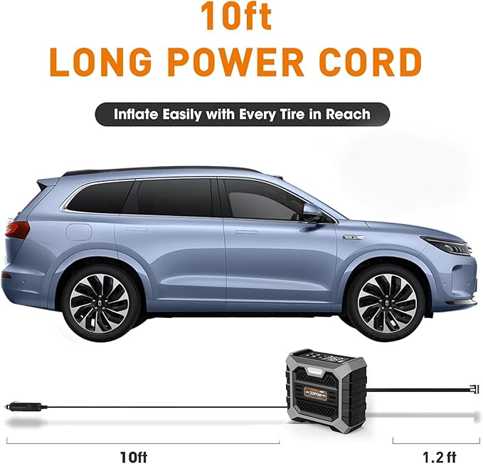 Tire Inflator Portable Air Compressor DC 12V Portable Air Compressor with Digital Pressure Gauge Air Pump for Car Tires Car Accessories Motor Bike