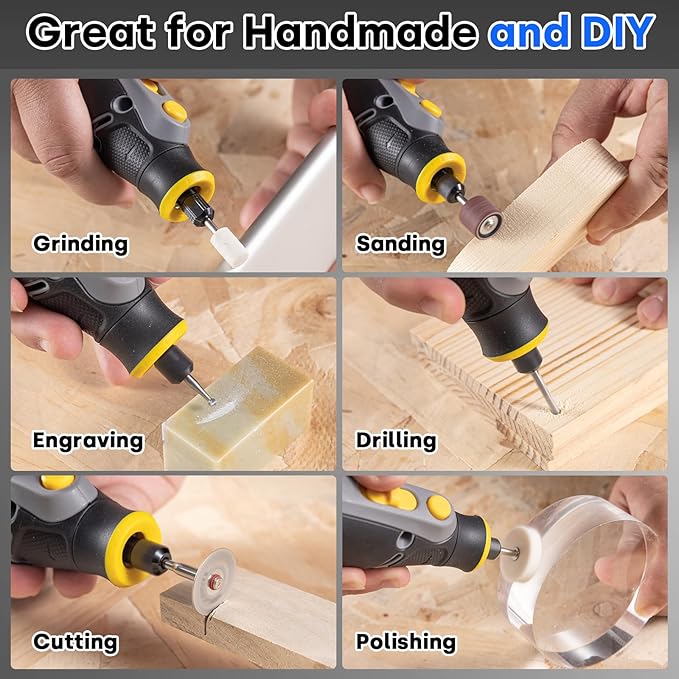 Enventor Cordless Rotary Tool, 8V Power Rotary Tool Kit with 123pcs Accessories, 5-Speed 30000RPM, USB Charging, Multi-Purpose Mini Rotary Tool for Sanding, Polishing, Engraving, Drilling, DIY Crafts
