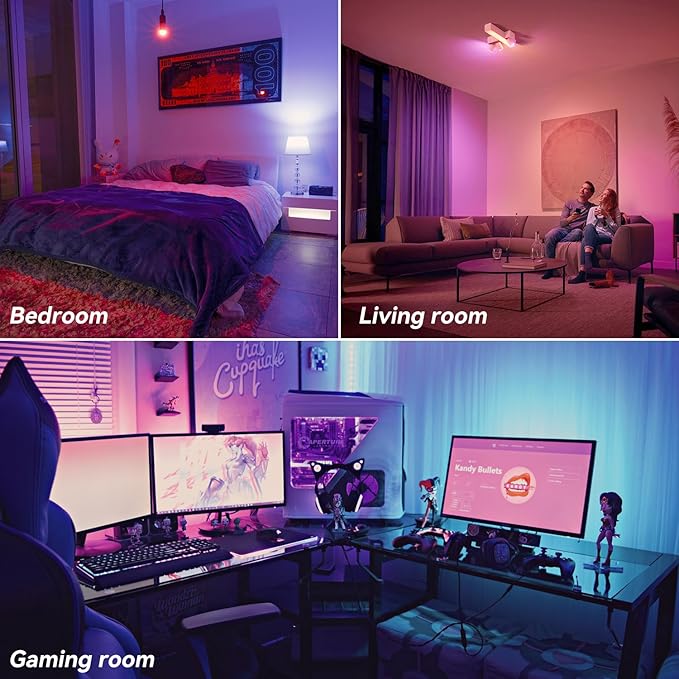 TJOY Smart WiFi Led Bulbs 9W(60W Equivalent), Compatible with Alexa&Google Assistant,Color Changing Light Bulb, A19 E26 800LM(2.4Ghz only),6 Pack