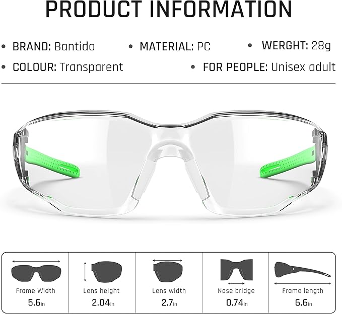 Safety Glasses Anti-Fog Goggles Clear Lens,Adjustable Frames Blue Light Blocking Eye Protection For Men Women