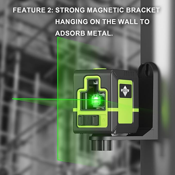 laser level Instrument - Green Cross Line, for interior decoration, for vertical and horizontal measurement, 1200 mAh lithium battery, 10-hour standby time + 1M tripod