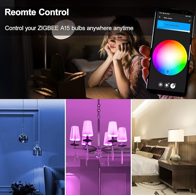 Zigbee A15 Smart Bulbs, Compatible with Hue*, Alexa, Google & ConBee (Hub Required),E26, 5W=40W, Color Changing, Dimmable WiFi Light Bulbs, 2Pack