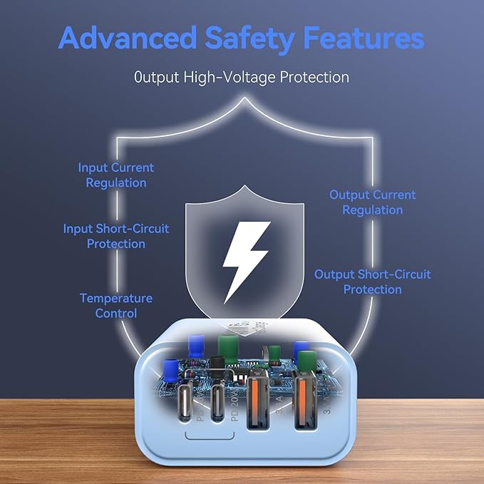 USB C Wall Fast Charger Block, 40W 4-Port Type C Chargers Fast Charging Blocks PD Power Charger Adapter+QC 3.0 USB Multiport Charger Brick for Phone 17/16/15/14/13/12 Pro Max, i-Pad, Galaxy S25-2Pack