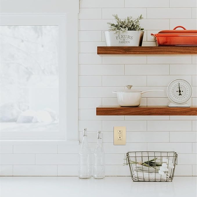 Legrand radiant 1597I3PKCC4 15 Amp GFCI Self Test Decorator Duplex Outlet, Ivory (3 Pack)