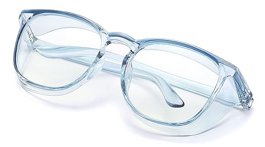 Alsenor Safety Glasses Anti Fog Goggles Protective Eyewear Blue Light Blocking Anti Dust UV Protection Glasses For Men Women (Sky-Blue)