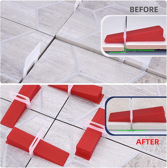 Tile Leveling System with Tile Plier, 1000-Piece Tile Spacers Clips and 200-Piece Reusable Wedges, Tile Leveler Tool Set for Ceramic Tile and Stone Installation (1/16 Inch Tile Spacers)