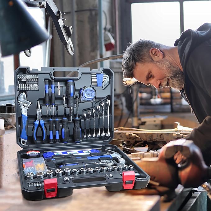 jar-owl Home Tool Kit Tool Set 146 Pieces Metric Household Hand Tool Kit,Auto Repair Tool Set with Portable Toolbox for Homeowner, Diyer, Handyman