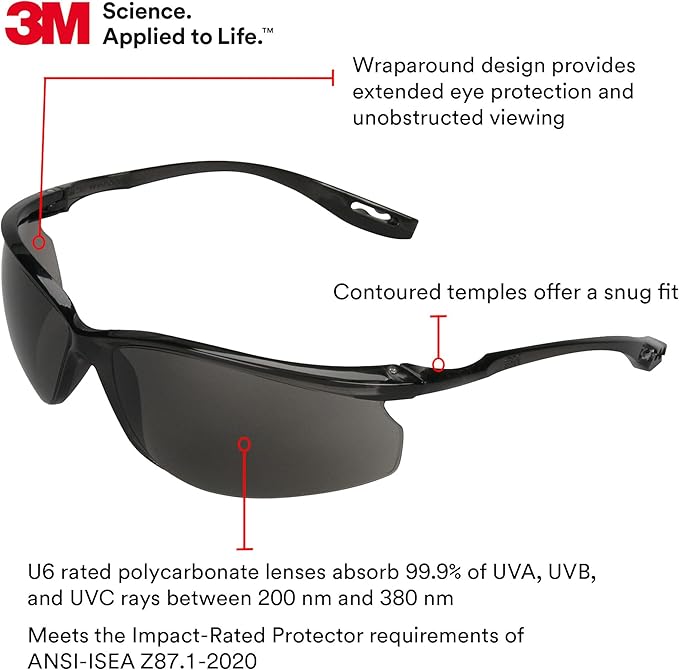 3M Safety Glasses, Virtua CCS and Virtua Sport CCS 2-Pack, Anti-Fog, Anti-Scratch, ANSI Z87, Corded Ear Plug Control System, Removable Foam Gasket, 1 Pair of Clear Lens and 1 Pair of Gray Lens