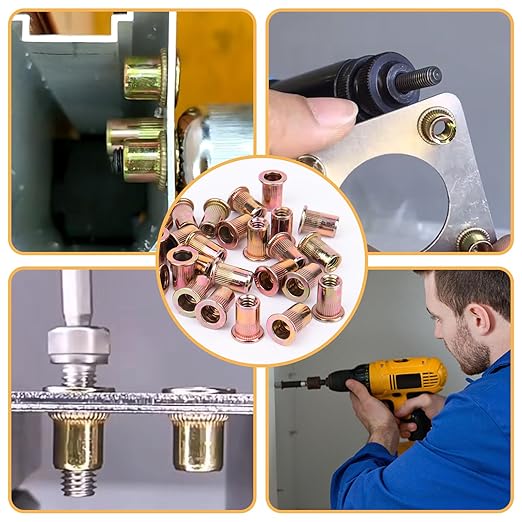 VIGRUE 16'' Rivet Nut Tool Kit Nutserts Rivnut Hand Tool Set with 15PCS Metric & SAE Mandrels and 300PCS Rivet Nuts Assortment