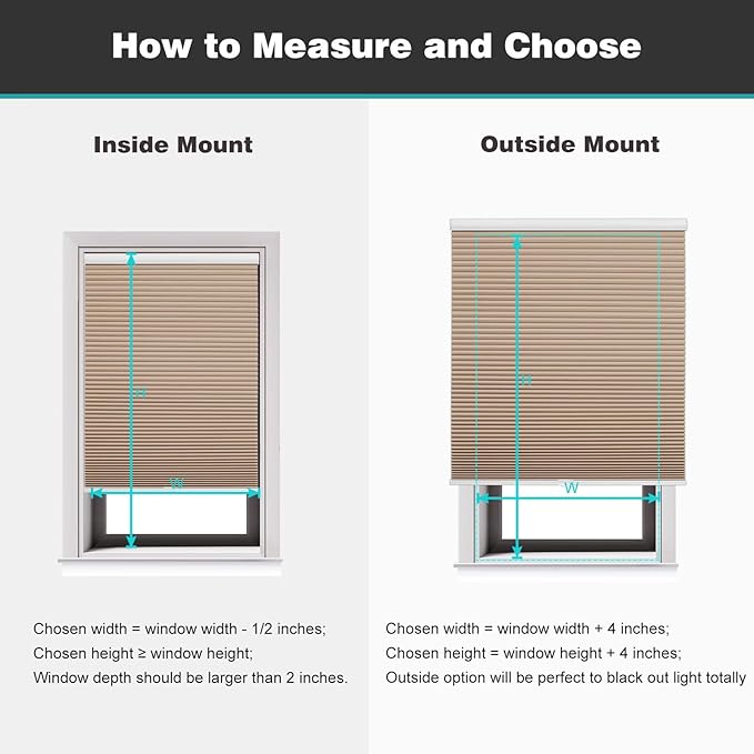 Changshade Cordless Cellular Shades, Blackout Honeycomb Shades for Windows, Pull Down Pleated Blinds, Easy to Install for Indoor Windows and French Doors,29" W x 64" H, Light Brown
