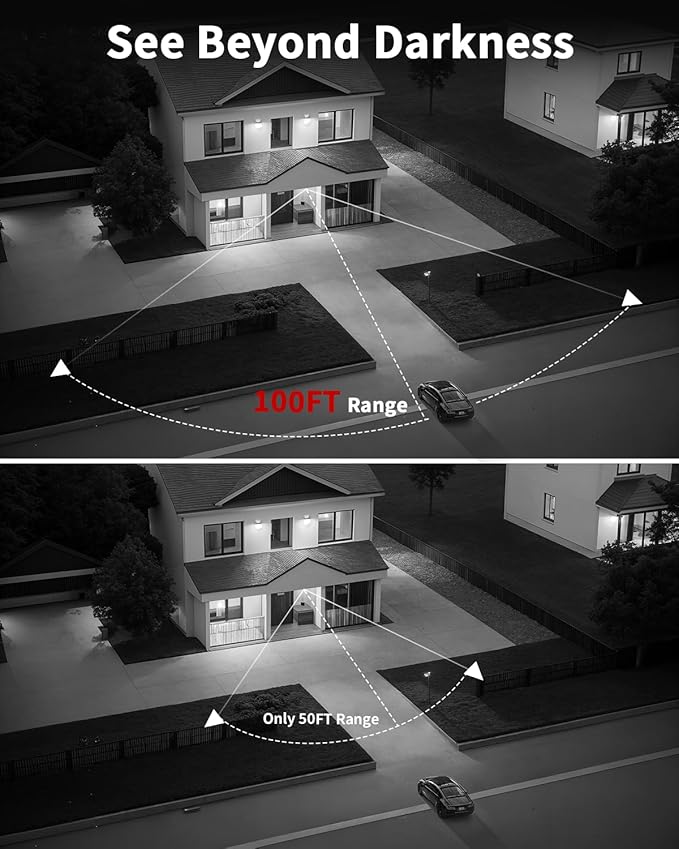 《130°Wide Angle & 2-Way Audio》Outdoor Security Camera System, White IP Wired Cameras, 4K Video Surveillance Systems, Surveillance DVR Kits