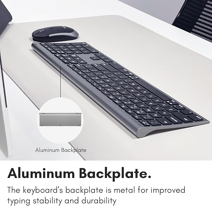 Macally Premium Bluetooth Keyboard and Mouse for Mac | Compatible Wireless Apple Keyboard and Mouse Combo (110 Keys Multi-Device Rechargeable) for MacBook Pro/Air and iMac - Space Gray