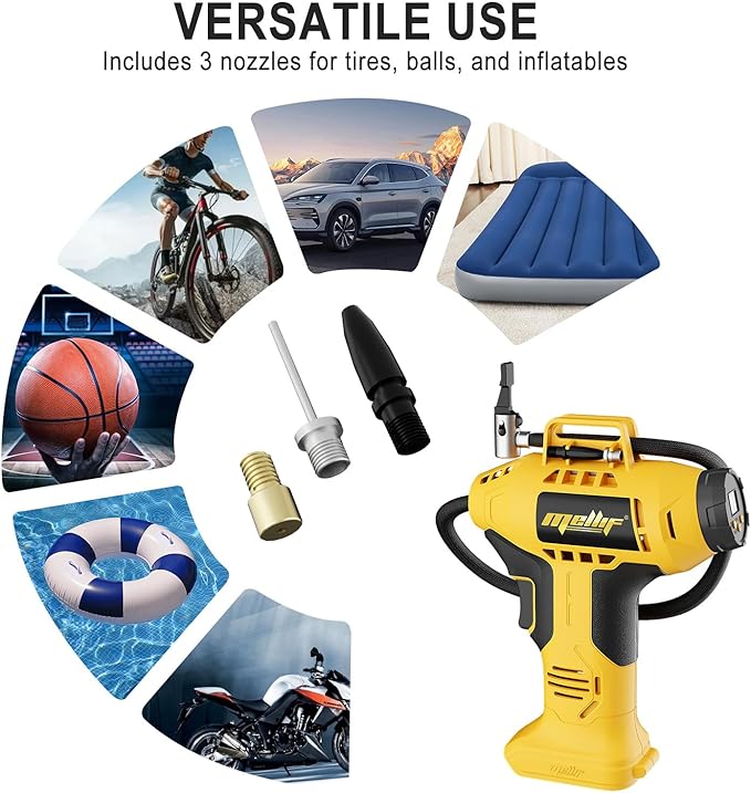 Tire Inflator Portable Air Compressor Compatible with Dewalt 20v Max Battery (TOOL ONLY), 160PSI Auto Shut-off Pump, Digital Pressure Gauge, Emergency LED Light, Auto Accessories for Car Bicycle Ball