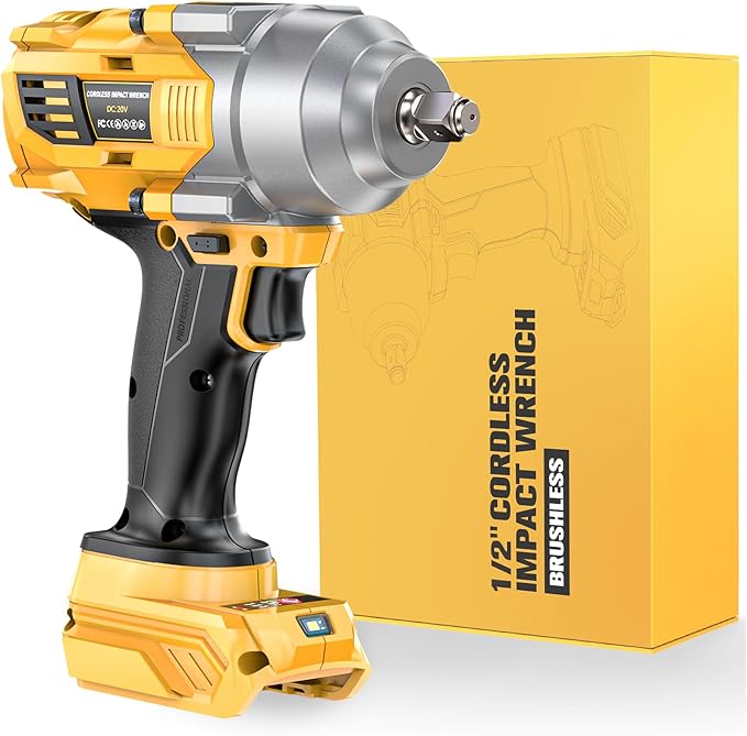 Impact Wrench Compatible with DeWalt 20V MAX Battery: 1/2 Inch Hog Ring Impact Driver - 1000N.m(750ft-lbs) Cordless Impact Gun - Brushless Motor with LED Light And Blet Clip - Tool Only