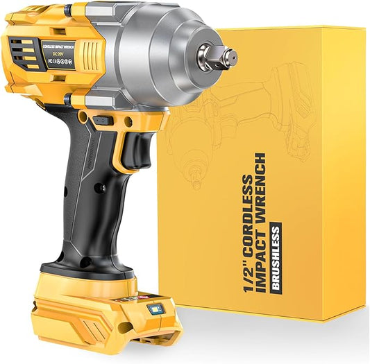 Impact Wrench Compatible with DeWalt 20V MAX Battery: 1/2 Inch Hog Ring Impact Driver - 1000N.m(750ft-lbs) Cordless Impact Gun - Brushless Motor with LED Light And Blet Clip - Tool Only