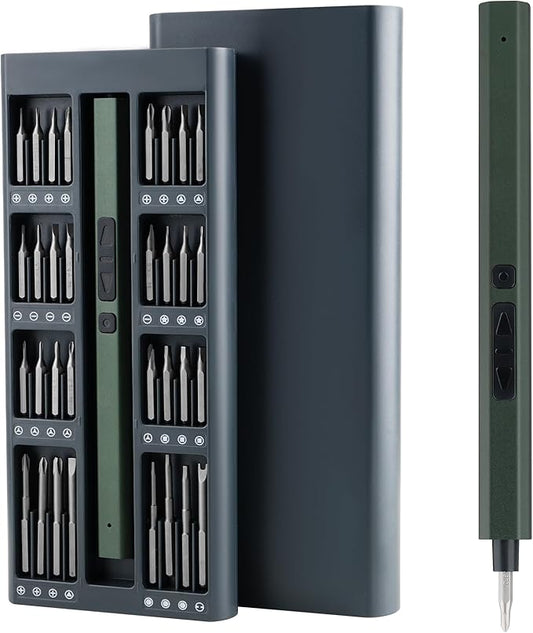 Mini Electric Screwdriver, 66 in 1 Electric Screwdriver Kit with 64 Magnetic Bits, 2 Torque Settings, 3 LED Lights, Precision Screwdriver Cordless Repair Tool Set for Phone Camera Laptop Watch