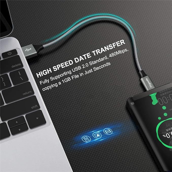 etguuds USB to USB C Cable 0.5ft, 2-Pack Short USB A to Type C Charger Cord Fast Charging for Samsung Galaxy A15 A25 A35 A55 A54, S24 S23 S22 S21 S20 S10 S10E, Note 20 10, Moto G, for iPhone 16 15