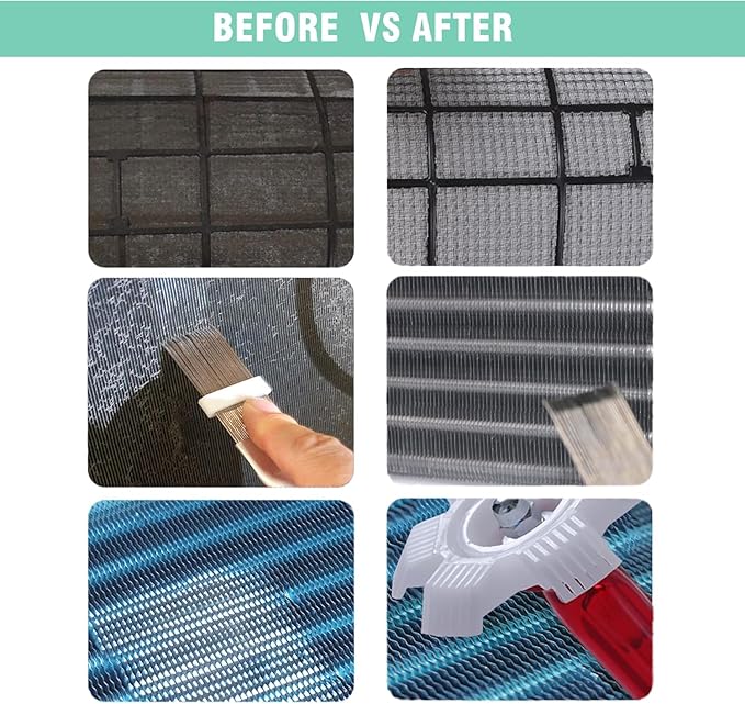 10PCS Air Conditioner Fin Comb Cleaner kit AC Coil Cleaning Brush 5 Different Fin Combs Condenser Fin Straightener AC Evaporator Comb Radiator Repair Clean Tool