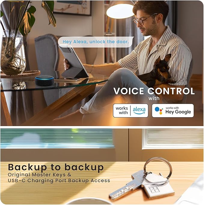 Lockly Secure Pro (2025 Latest Version), Smart Lock with Built-in Wi-Fi, New-Gen Fingerprint Door Lock, Keyless Entry Deadbolt, PIN Genie Keypad, Auto Lock, App Remote Control, Easy Installation