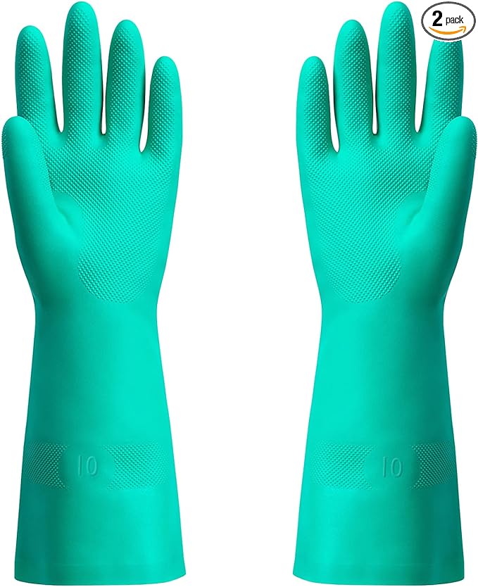 ThxToms Chemical Resistant Nitrile Gloves,Resist Household Acid, Alkali, Solvent and Oil, Latex Rubber Free, 1 Pair Extra Large