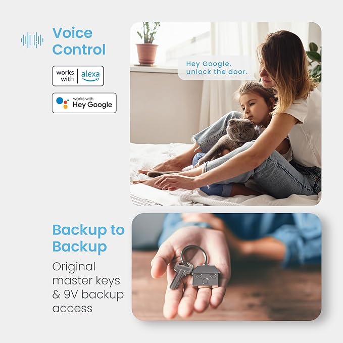 Lockly Secure Pro Deadbolt, Wi-Fi Smart Lock, Keyless Entry Door Lock, Smart Locks for Any Doors, PIN Genie® Keypad, 3D Biometric Fingerprint Sensor, Auto Lock, Rekeying Capability - Matte Black