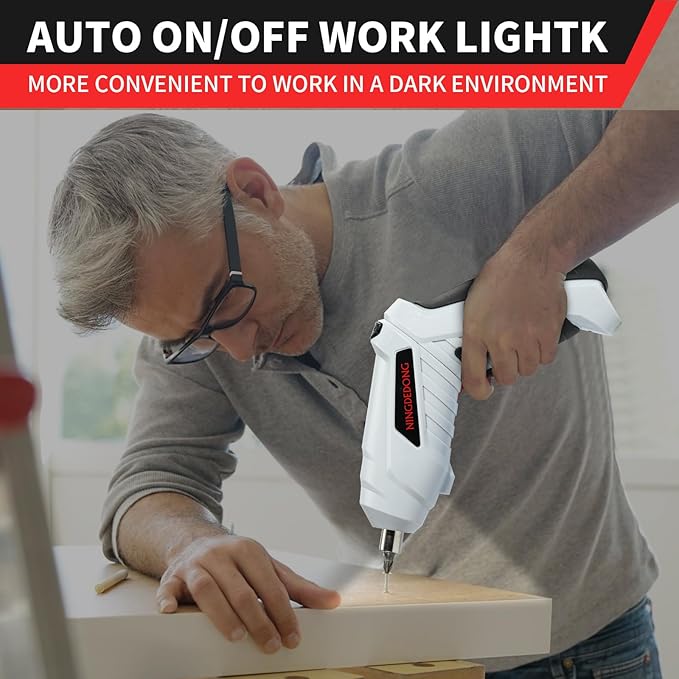 Electric Cordless Screwdriver Set, power-screw-guns,Rechargeable Cordless Power Tool with Carrying Case and Bits (black)