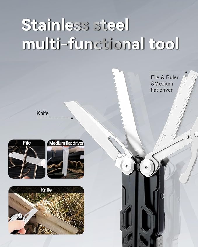 MINI Multitool Pliers,14-In-1 Survival Gear For Outdoor,Home, And Auto Repair,Birthday Christmas Gifts For Men Boyfriend Dad Husband(Black)