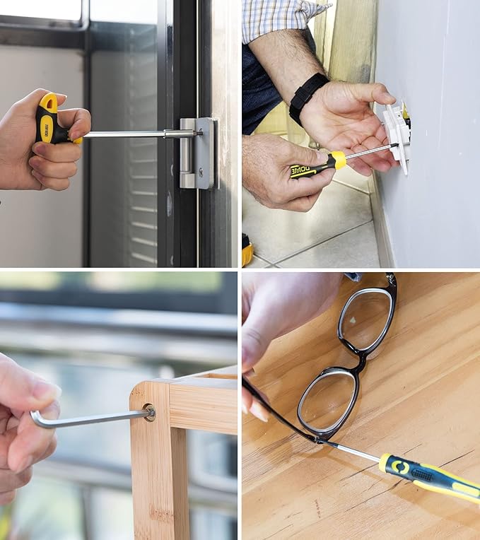 DOWELL Magnetic Screwdriver Set Slotted/Phillips/Torx 108-Piece Stubby Screwdriver Mini Precision Screwdriver Bits Set Hex Key Set Magnetizer Tool Kit for Repair Craft