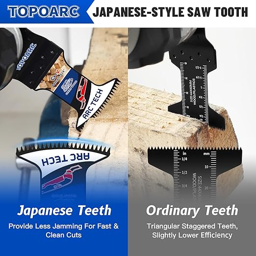 10 PCS Oscillating Saw Blades Professional Japanese Teeth Multitool Blades for Wood Plastics Metal, Multi Tool Blades Kits Compatible with Dewalt, Milwaukee, Ryobi, Rockwell, Bosch