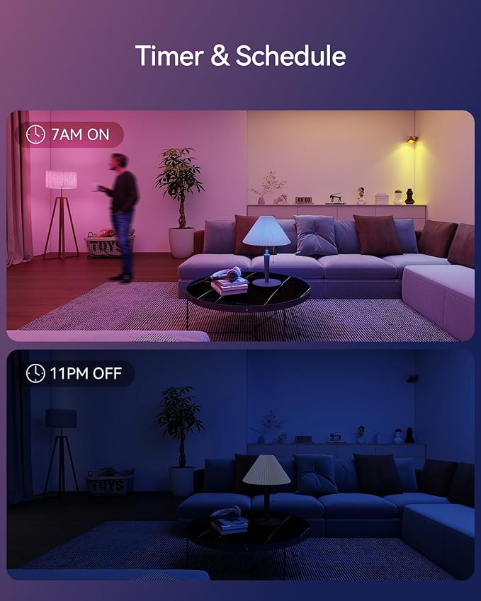 Matter Smart Light Bulbs, Color Changing Light Bulb, hub Required, A19 60W,2.4Ghz WiFi only,Compatible with Alexa Google Assistant, Apple Home,16 Million Colors RGBCW 800 Lumens,2 Packs