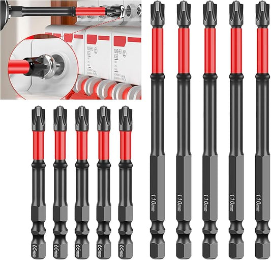 10-Piece Impact Screwdriver Set with Magnetic Tip,1/4 Inch Hex Shank, S2 Steel Magnetic Cross Slot Bitsfor Automotive Repair, Construction, DIY Projects (5PCS 6mm+10mm)