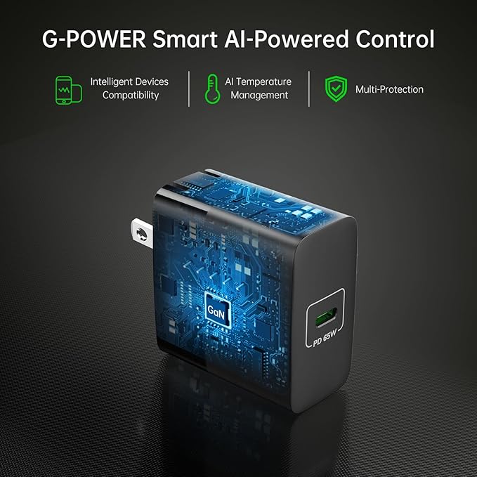 USB C Charger 65W, PD 3.0/PPS Fast Charging Block,Foldable Wall Charger for MacBook Pro/Air,for iPhone 16/15/14 Series, Samsung Galaxy, Google Pixel,and More