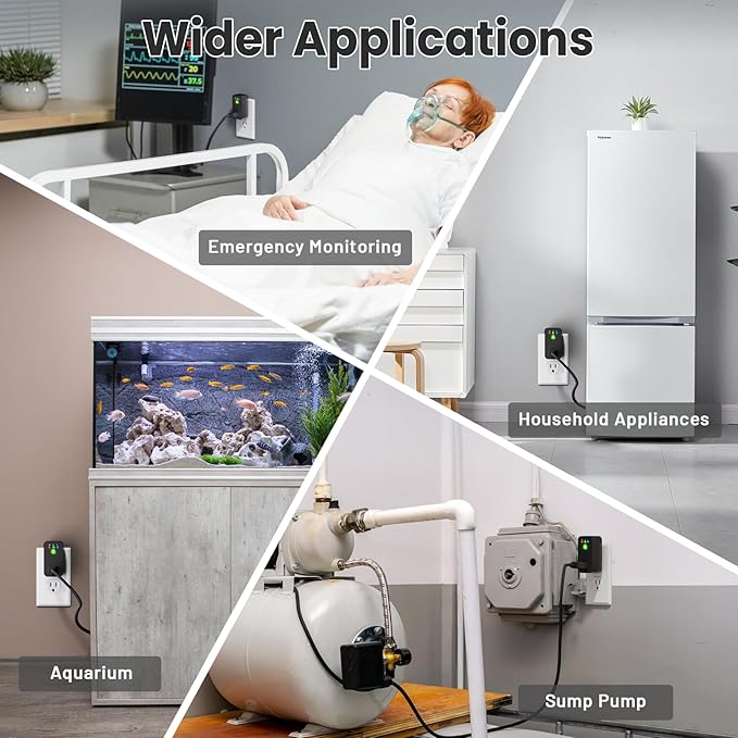 Power Failure Alarm WiFi, Smart Power Outage Alarm with App Notifications, Mini Size Freezer Alert with Loud 110dB & LED Indicator & Voltage Detection, Home Power Monitor for GFCI Trips, Sump Pump 