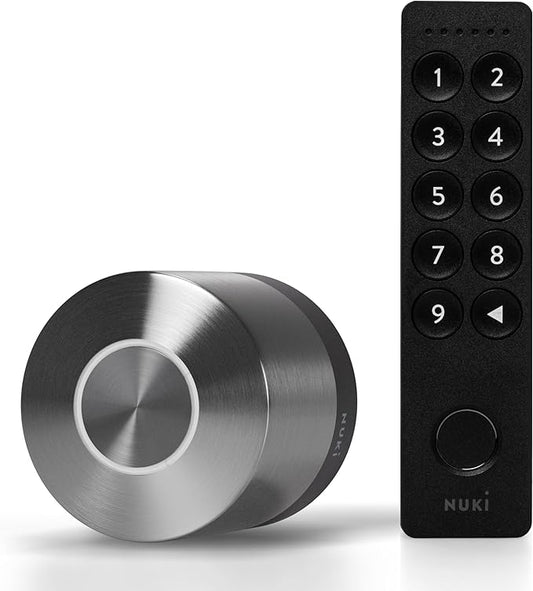 Nuki Smart Lock & Keypad 2, Keyless Door System with Auto-Lock, Fingerprint and Code Access, App Control, Easy Setup, Compatible with Alexa, Google, for Secure and Easy Home Entry