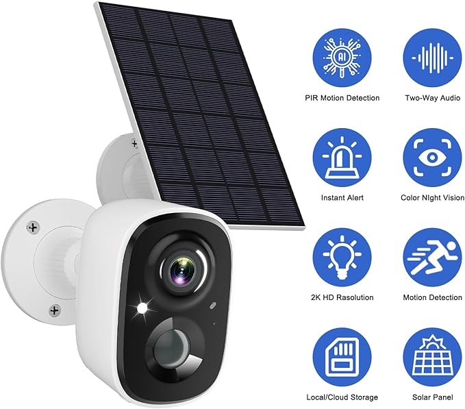Security Cameras Wireless Outdoor, 2K Battery Powered WiFi Cameras for Home Security with AI Motion Detection, Color Night Vision, Spotlight, Siren, Waterproof, SD/Cloud Storage