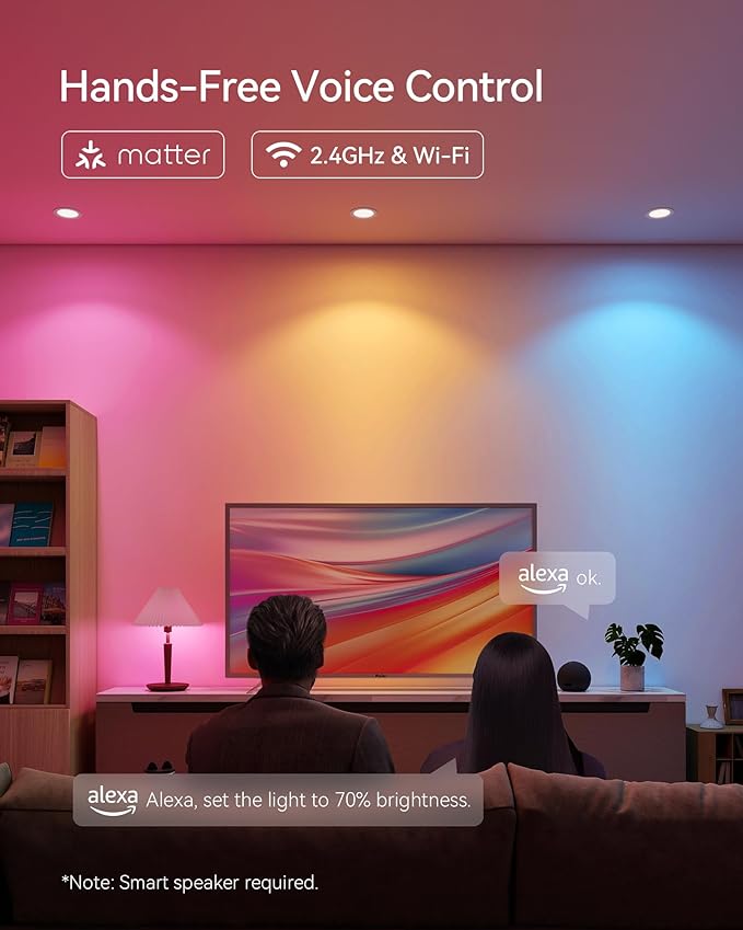 Matter Smart Light Bulbs, Color Changing Light Bulb, hub Required, A19 60W,2.4Ghz WiFi only,Compatible with Alexa Google Assistant, Apple Home,16 Million Colors RGBCW 800 Lumens,4 Packs