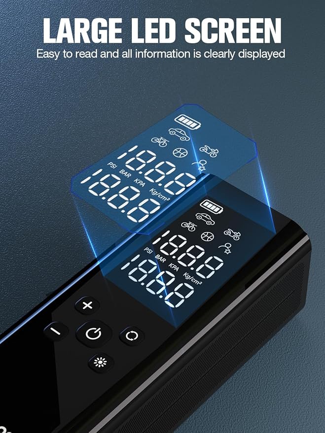 GOOLOO GT150 Tire Inflator Portable Air Compressor,4X Faster 150PSI Cordless Air Pump for Car Tires with Tire Pressure Gauge, Smart Electic Tire Pump with Auto-Shutoff for Pickup, Motor, Bike,Balls