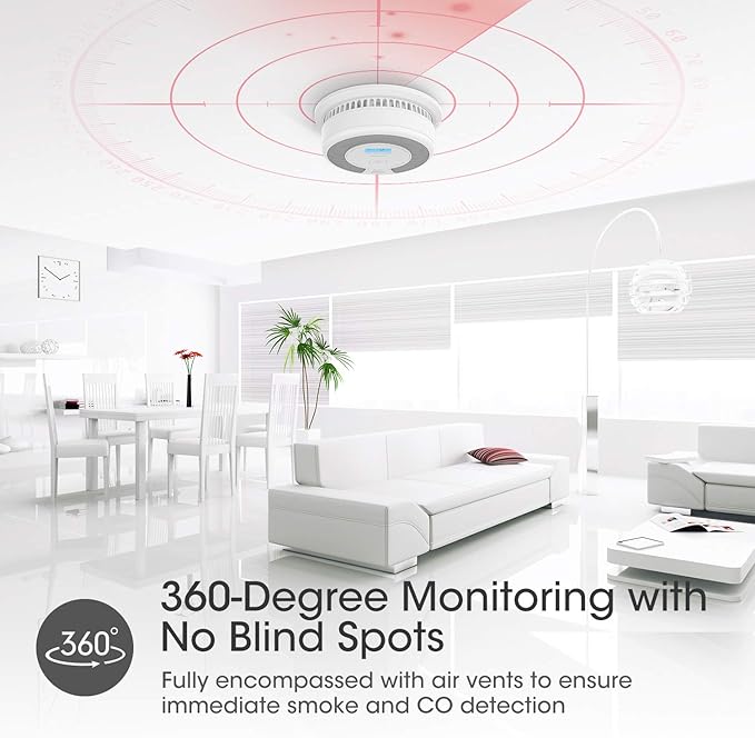 X-Sense 10-Year Battery Combination Smoke Carbon Monoxide Alarm Detector with Large LCD Display, Standalone Model, 5-Pack