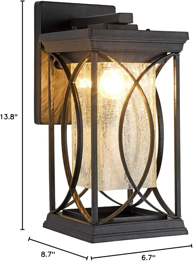 Gold OutdoorSconce Dusk to Dawn Exterior Light Fixtures Wall Mount Porch Light Modern Outdoor Wall Light Aluminum with Crack-Like Glass IP65 Waterproof Outside Coach Light for House