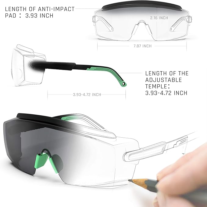 Anti Fog Safety Glasses Safety Goggles Over Glasses Protective Glasses with Anti Scratch Lenses Adjustable