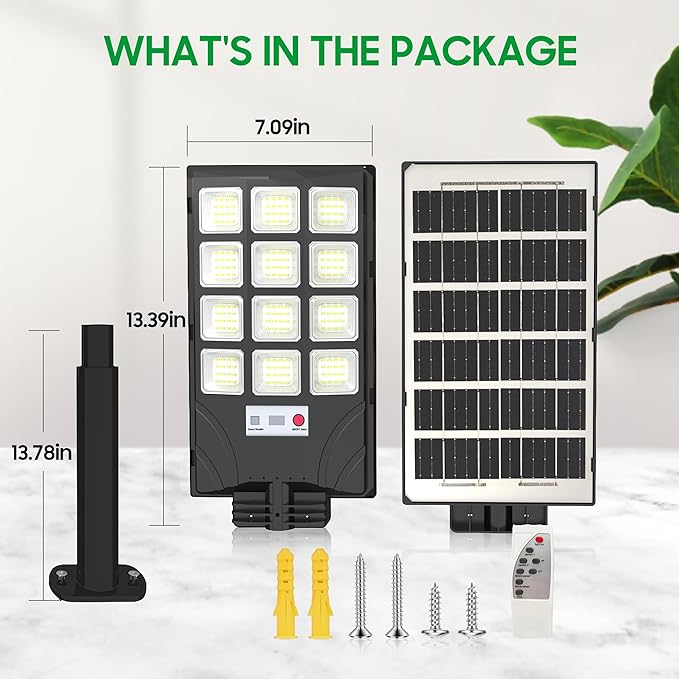 Kifflux Solar Lights Outdoor Waterproof - Solar Street Lights Outdoor Dusk to Dawn, 6500K Powered Security Flood Light with Motion Sensor, Wide Angle Parking Lot Light for Outside, Yard(2 Pack)