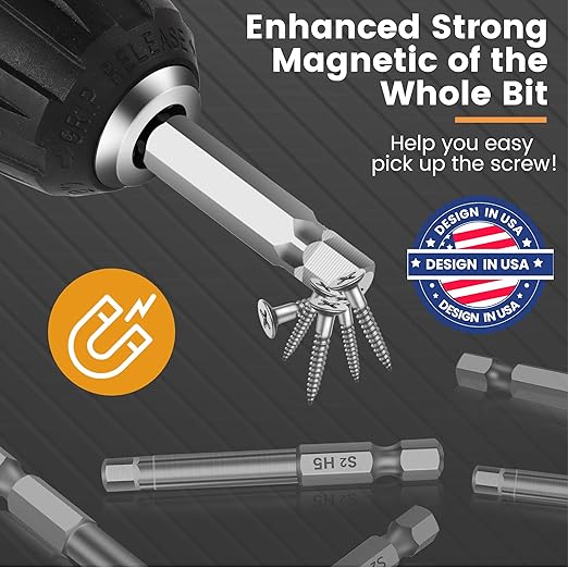 MulWark Hex Head Allen Wrench Drill Bit Set 13pcs Precision Metric S2 Steel – Magnetic Bits with Corrosion Resistance 1/4" Allen Key Bit Set