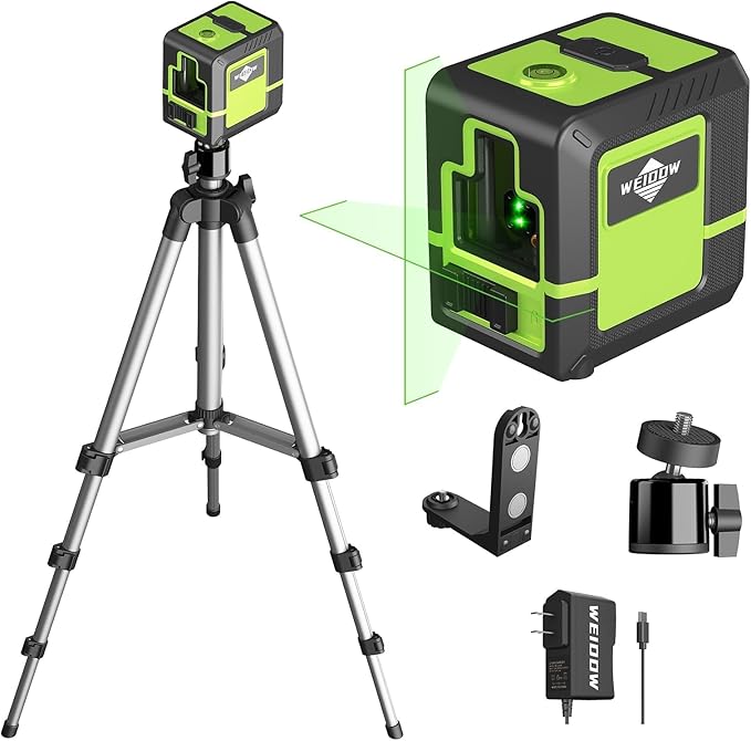laser level Instrument - Green Cross Line, for interior decoration, for vertical and horizontal measurement, 1200 mAh lithium battery, 10-hour standby time + 1M tripod