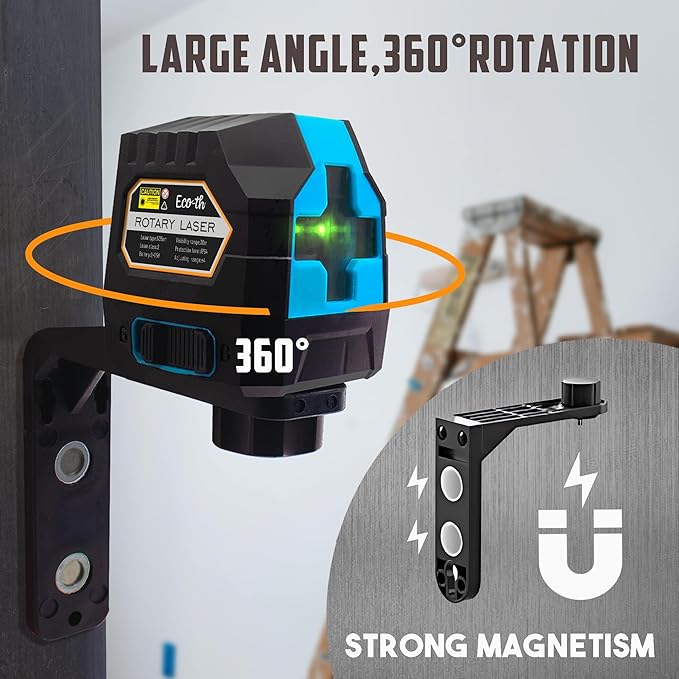 Laser Level, 100 feet Self Leveling Laser Level, Green Cross Line 360°,Laser Measuring Tool,4 Brightness Adjustment, Picture Hanging Manual Self Leveling, IP54 Waterproof Battery Carrying Bag Included