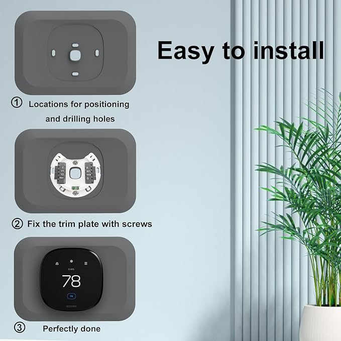Wall Plate Cover Compatible with New 2022 Ecobee Smart Thermostat Premium & 2022 Ecobee Smart Thermostat Enhanced, Programmable WiFi Thermostat Accessory, Grey
