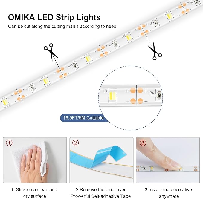 2 Pack LED Strip Lights Indoor Outdoor Waterproof, 16.5ft 150 LED 2700K-6000K Tunable White Battery Powered LED Strip Lights with Remote USB Dimmable Timer Cuttable for Kitchen Bathroom Yard Pool