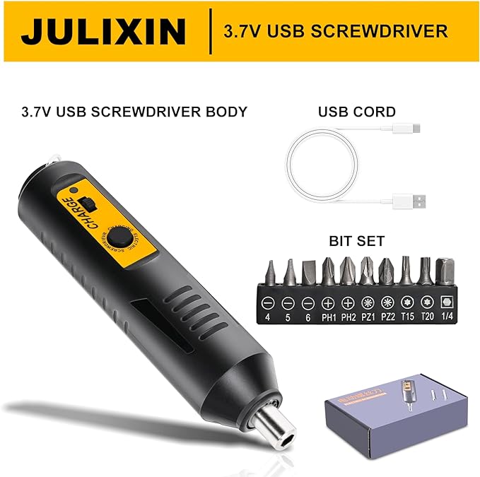 Cordless Screwdriver Rechargeable – Compact Battery Operated Electric Screw Driver with Magnetic Bits, Type-C Charging, 12 Bits & Storage Box – Small Power Screwdriver for DIY & Repairs