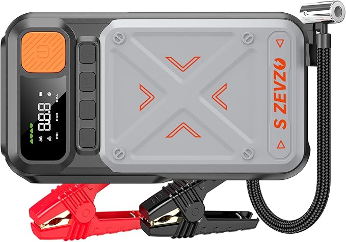 B29L 10 in 1 Car Jump Starter with Air Compressor, 3500A 150PSI Jump Box Battery Pack(8.0 Gas/6.0L Diesel), Portable 12V Jump Box with Cordless Auto-Shutoff Tire Inflator, USB Ports, LCD Display